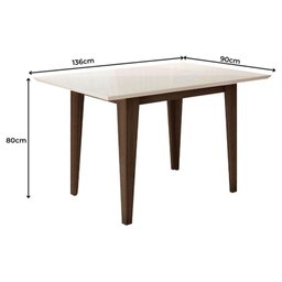 Mesa de Jantar 136cm Kate com Vidro Amêndoa Off White com 4 Cadeiras Jade Bordada Amêndoa Cappuccino - 2 Mesa de Jantar 136cm Kate com Vidro Amêndoa Off White com 4 Cadeiras Jade Bordada Amêndoa Cappuccino - 2