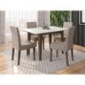 Mesa de Jantar 136cm Kate com Vidro Amêndoa Off White com 4 Cadeiras Jade Bordada Amêndoa Cappuccino - 6