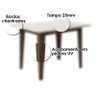 Mesa de Jantar 136cm Kate com Vidro Amêndoa Off White com 4 Cadeiras Jade Bordada Amêndoa Cappuccino - 4