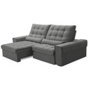 Ver imagem 1 de Sofá Retrátil Reclinável para Sala 3 Lugares 210cm Nebrasca F04 Veludo Cinza Claro - Lyam Decor