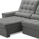 Ver imagem 5 de Sofá Retrátil Reclinável para Sala 3 Lugares 210cm Nebrasca F04 Veludo Cinza Claro - Lyam Decor