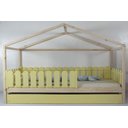 Ver imagem 1 de Bicama Infantil Solteirão Frente Casinha Colorida Madeira Maciça Pinus Grade Cercadinho