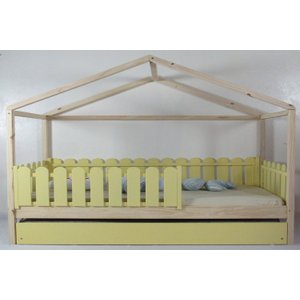 Bicama Infantil Solteirão Frente Casinha Colorida Madeira Maciça Pinus Grade Cercadinho