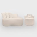 Ver imagem 1 de Kit 1 Poltrona com Sofá Curvo 2 Lugares Feijão Forma Orgânica Bouclé