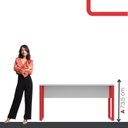 Ver imagem 5 de Escrivaninha Mesa Escritório X 150cm Industrial Cinza e Vermelho