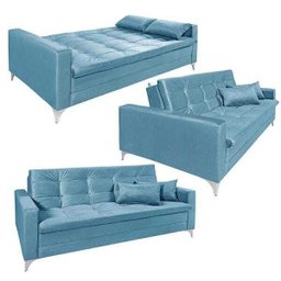 Sofá Cama Reclinável Paris Suede - 3 Sofá Cama Reclinável Paris Suede - 3