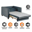 Ver imagem 3 de Sofá Cama Marcelle 1 Lugar 100 Solteiro Veludo Paris Pés de Madeira Talento Móveis