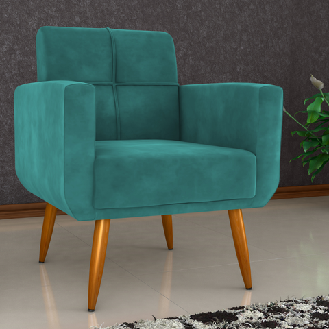 Poltrona Brisa Alta para Sala Veludo Verde
