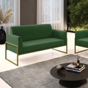 Ver imagem 2 de Sofá Namoradeira Base Industrial Alta Dourado Marisa Suede Verde D03 - D'rossi Drossi