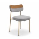 Ver imagem 2 de Kit 2 Cadeiras Sala de Jantar Lisa Pés Champanhe Linho/PU Cinza/Caramelo m² - Monari Design