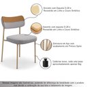 Ver imagem 3 de Kit 2 Cadeiras Sala de Jantar Lisa Pés Champanhe Linho/PU Cinza/Caramelo m² - Monari Design