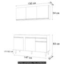 Ver imagem 4 de Armário Cozinha e Balcão para Pia 150cm Dakota Cinza Claro - Lumil