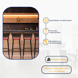 Kit 6 Banquetas para Cozinha Banco Alto Junco Argila Balcão Ilha Bancada Bares Piscina Área Gourmet - 3