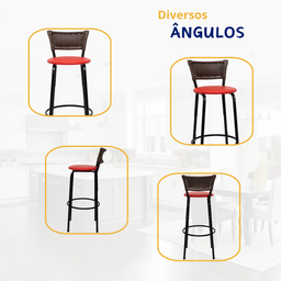 Kit 6 Banquetas para Cozinha Banco Alto Junco Argila Balcão Ilha Bancada Bares Piscina Área Gourmet - 4