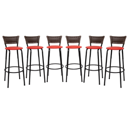 Kit 6 Banquetas para Cozinha Banco Alto Junco Argila Balcão Ilha Bancada Bares Piscina Área Gourmet - 1