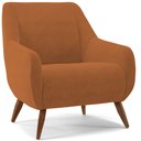 Ver imagem 1 de Poltrona Decorativa Fixa Pés de Madeira Paloma D02 Veludo Telha C-262 - Lyam Decor