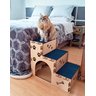 ESCADA 3 DEGRAUS PET CÃES E GATOS MDF 6MM REFORÇADO CARPETE AZUL SB 3 DEG AZUL - 4