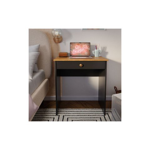 Escrivaninha Estilo Mesa para Computador ou Notebook com 1 Gaveta - Preto com Freijó
