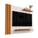 Ver imagem 1 de Painel para Tv até 40 Polegadas Detalhe Ripado com Prateleiras Aden Off White/madeirado