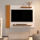 Ver imagem 3 de Painel para Tv até 40 Polegadas Detalhe Ripado com Prateleiras Aden Off White/madeirado