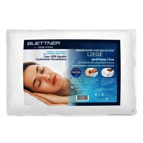 Travesseiro Buettner Perfil Baixo Viscoelástico Liege 50cm X 70cm Branco