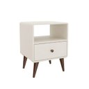 Ver imagem 1 de Mesa de Cabeceira 1 Gaveta Curve Off White 45x40x58cm Movelbento