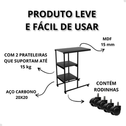 Mesa Carrinho Auxiliar com Rodinha Cama Sofá Notebook Estudos Office - 2
