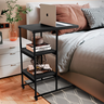 Mesa de Apoio Lateral Auxiliar Carrinho com Rodinhas Mesinha Apoio de Notebook Cama Sofá Ferro e Mdf - 1