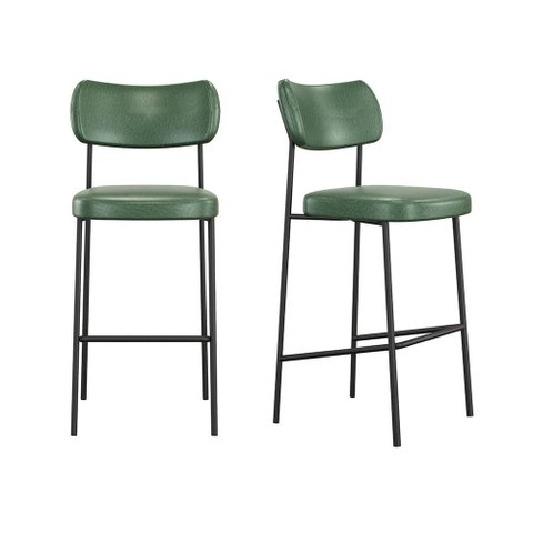 Conjunto 2 Banquetas Alta Stela para Cozinha Courino Verde - Belliv Decor
