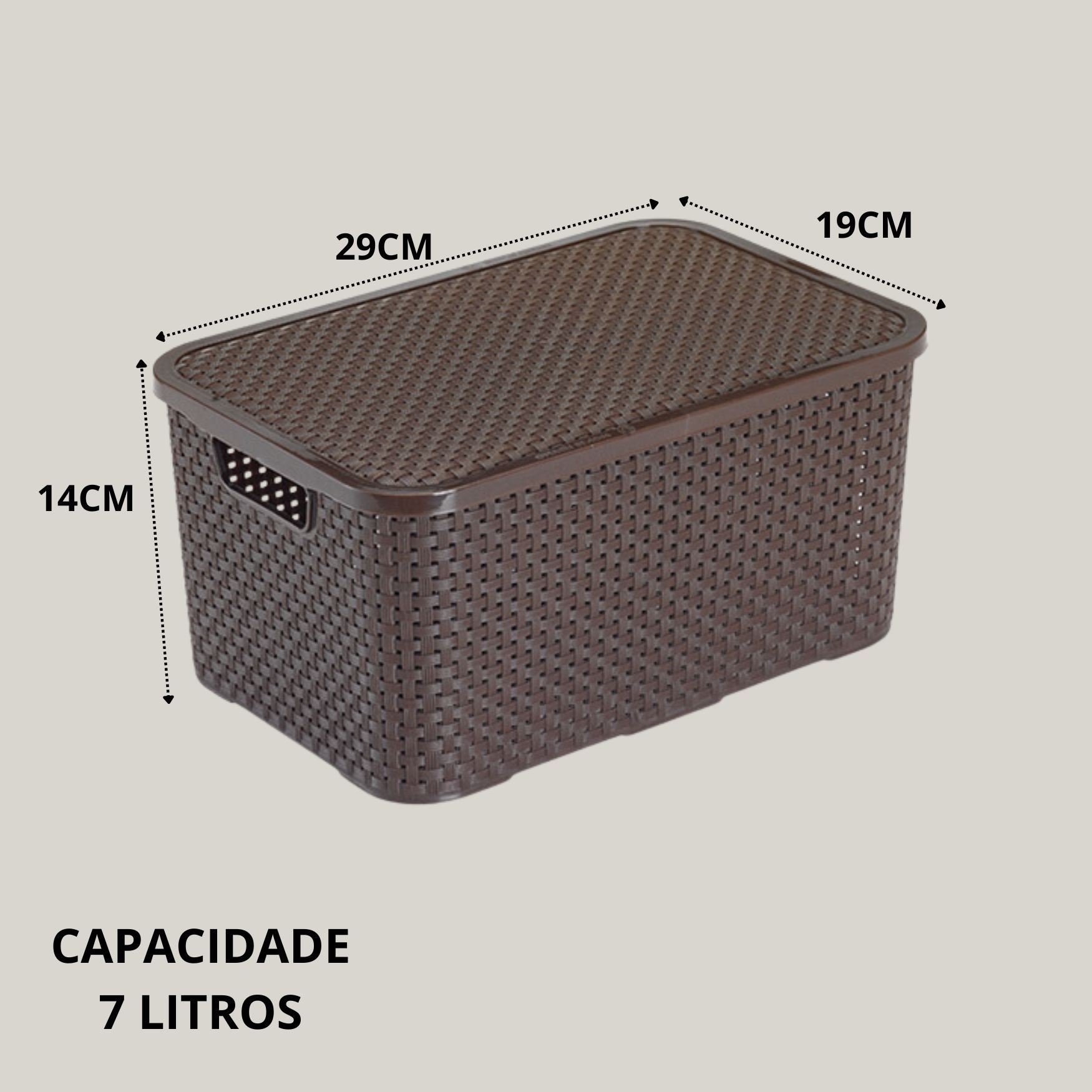 Kit 8 Caixas Organizadoras Multiuso Rattan 7 Lts com Tampa - 2