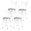 Ver imagem 1 de Conjunto 4 Cadeiras Epóxi Branca para Cozinha Assento Estampado Floral Branco