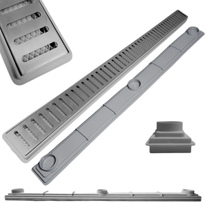 Ralo Linear para Banheiro Apartamento Inox 304 Palito 70cm X 5cm Cocho Raso Cinza