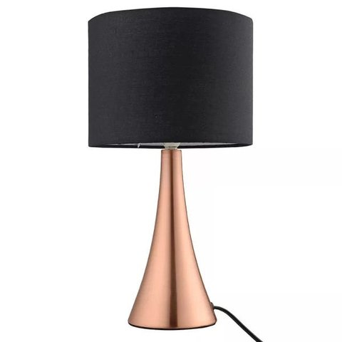 Luminária de Mesa Abajur Cobre Cupula Preta 36,5cm 1e27