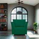 Ver imagem 3 de Kit 01 Poltrona Lisboa Decorativa + 01 Puff Redondo Decorativo Suede Verde