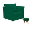 Ver imagem 1 de Kit 01 Poltrona Lisboa Decorativa + 01 Puff Redondo Decorativo Suede Verde