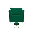 Ver imagem 2 de Kit 01 Poltrona Lisboa Decorativa + 01 Puff Redondo Decorativo Suede Verde