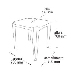 Mesa Plástica Quadrada Monobloco Arqplast Preta - 2