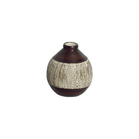 Vaso Pequeno Decorativo de Cerâmica para Mesa Oasis Marrom e Palha 10x8 cm