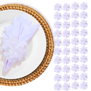 Ver imagem 1 de Porta Guardanapos Flor Crisântemo Branco Neve Casamento:kit 40