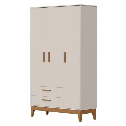 Guarda Roupa Infantil Flip 3 Portas Areia Acetinado - Reller
