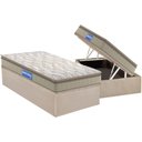 Ver imagem 1 de Conjunto Box Baú Solteiro: Colchão Espuma D45 Guarda Costas Pillow Top + Base Crc Suede Clean