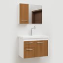 Ver imagem 2 de Gabinete Armario para Banheiro 58cm Sonny com Pia e Espelho Fimap Branco Freijó