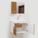 Ver imagem 3 de Gabinete Armario para Banheiro 58cm Sonny com Pia e Espelho Fimap Branco Freijó