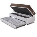 Ver imagem 4 de Bicama Box Baú com Courino Linho Branco 96x203 com Colchão Relax Adorabile Molas Ensacadas Ecoflex