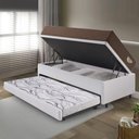 Ver imagem 3 de Bicama Box Baú com Courino Linho Branco 96x203 com Colchão Relax Adorabile Molas Ensacadas Ecoflex