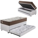 Ver imagem 1 de Bicama Box Baú com Courino Linho Branco 96x203 com Colchão Relax Adorabile Molas Ensacadas Ecoflex