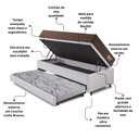Ver imagem 5 de Bicama Box Baú com Courino Linho Branco 96x203 com Colchão Relax Adorabile Molas Ensacadas Ecoflex