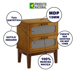 Mesa de Cabeceira Santorini 2 Gavetas 45 Cm Nature - 2