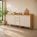 Ver imagem 1 de Balcões de Cozinha 5 Portas 2 Gavetas MDF com Tampos 200cm Malta Espresso Móveis Amêndoa/Off-White
