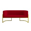 Ver imagem 4 de Sofá Namoradeira 2 Lugares Moderna Base Metal Gold Balaqui Vermelho